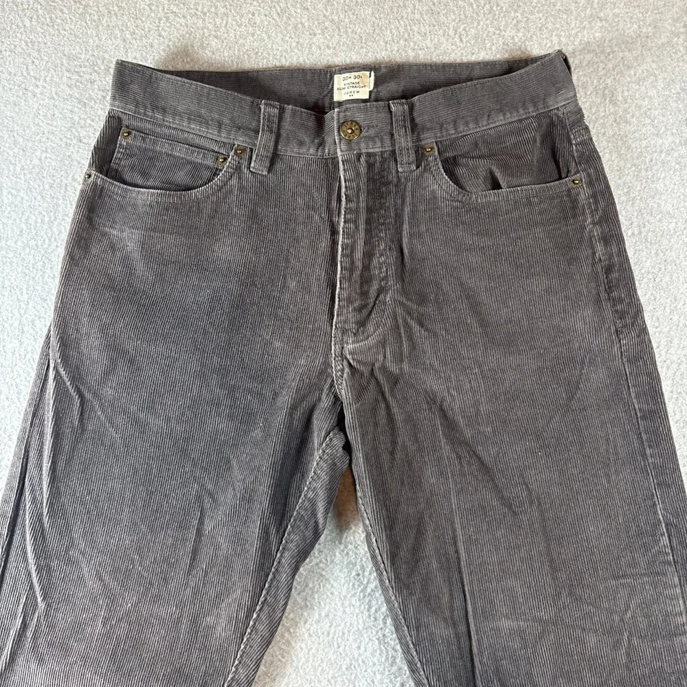 J Crew Curdoroy Men's Pants 30x30 Vintage Slim Straight Gray Preppy Classic